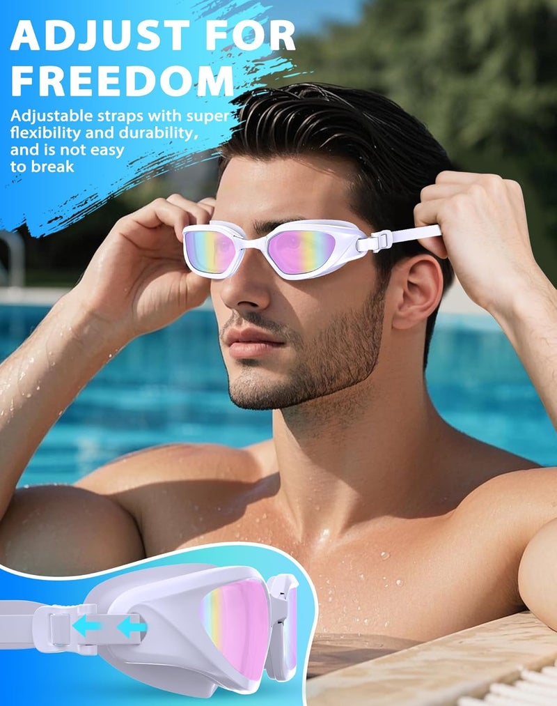 Vegemono Swim Goggles, Unisex Adult Swimming Goggles Anti Fog Anti UV No Leakage Wide View for Men Women Youth - Image 5